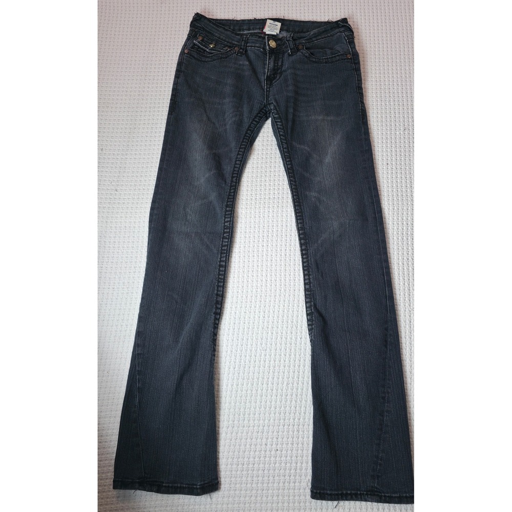 True Religion Logan Super T Jeans Womens 29 Gray Fair Bootcut Low Rise USA